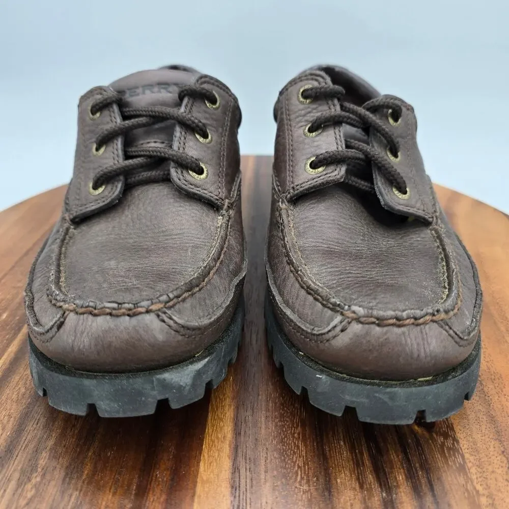 Sperry Boat Shoes Men's 8 M Brown Leather 3-Eye Lug Deck Outdoor Moccasin Low